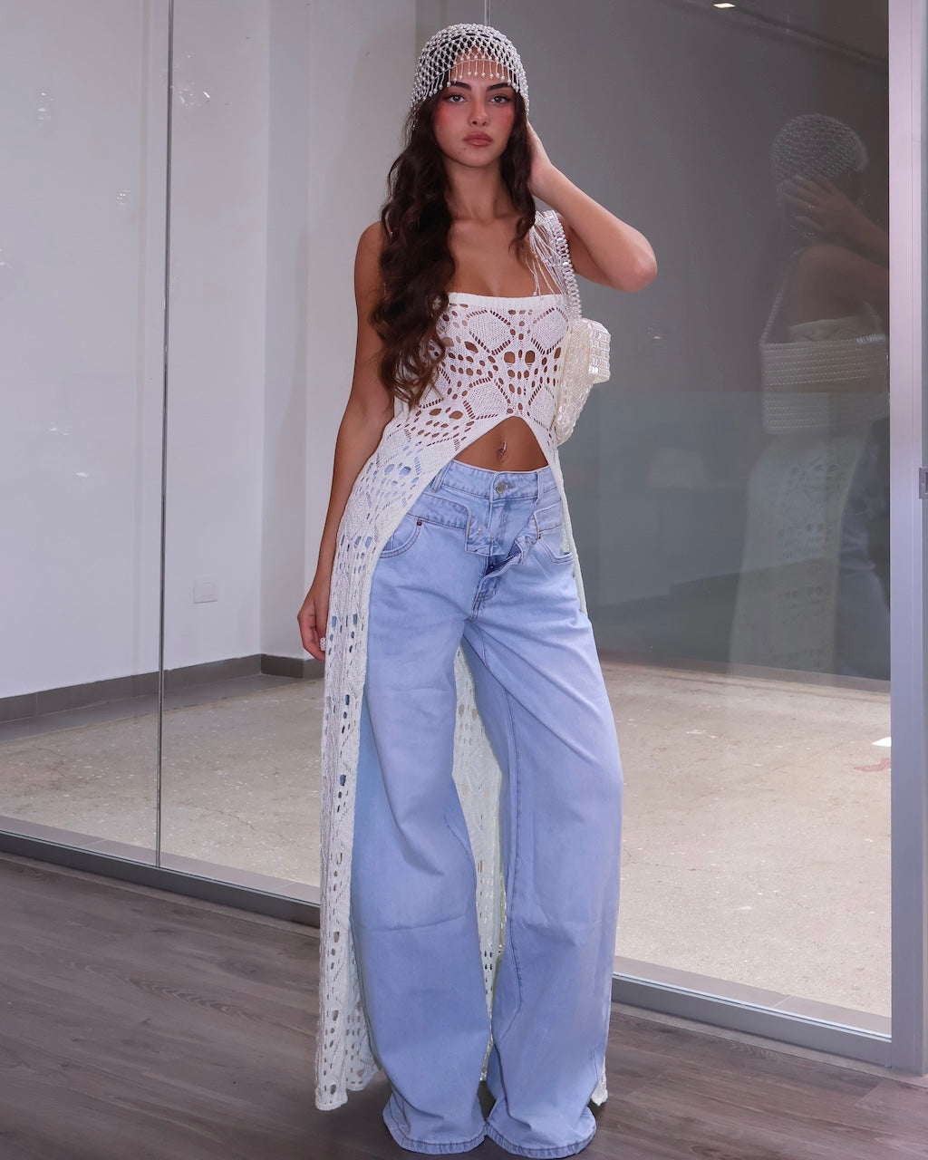 TOP LONGUETTE CROCHET BIANCO
