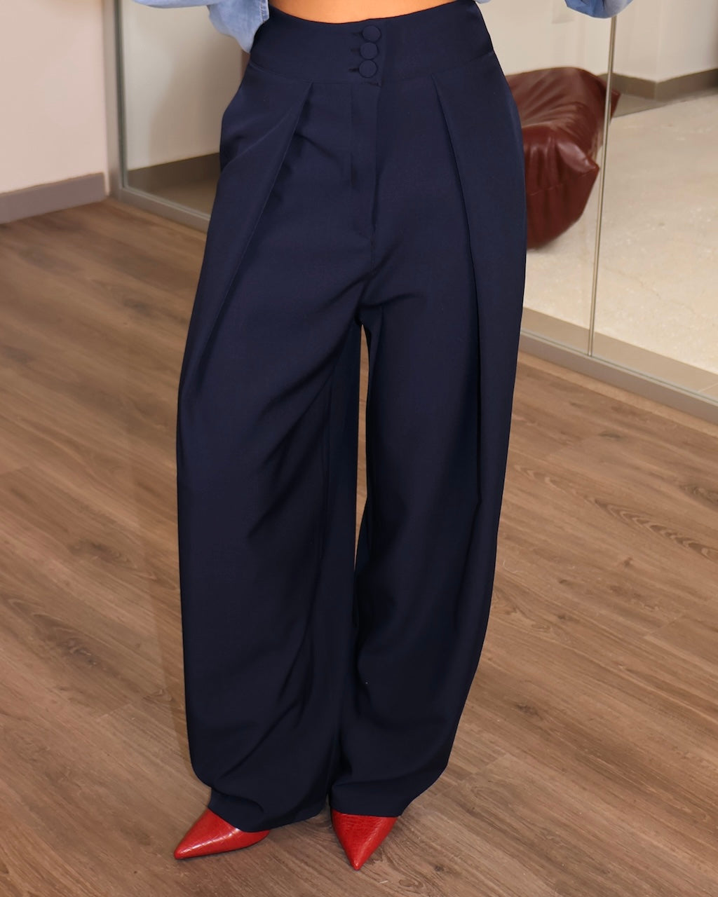 PANTALONE HIGH WAIST BLU
