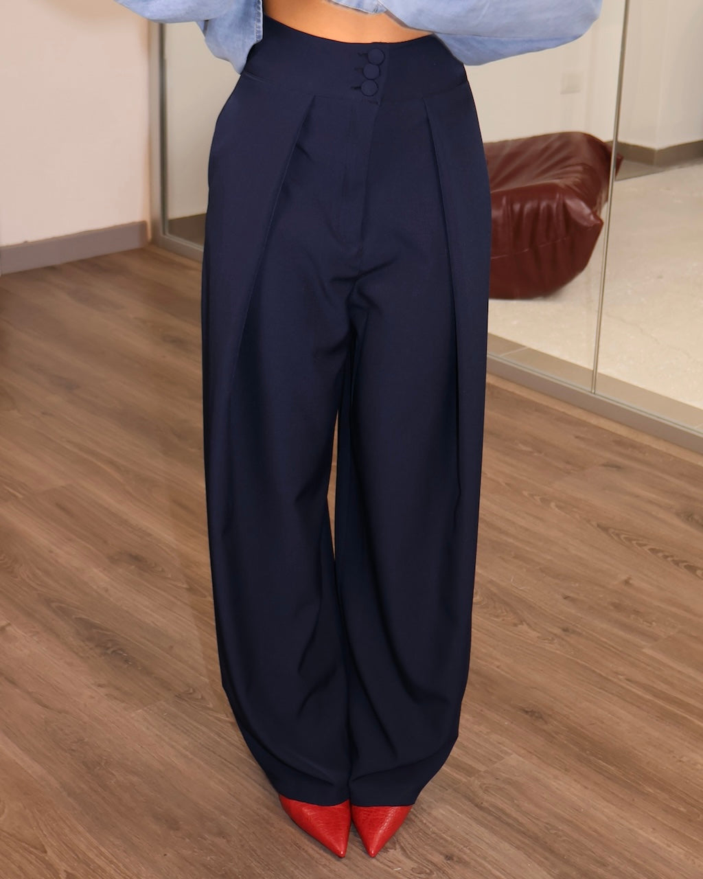 PANTALONE HIGH WAIST BLU