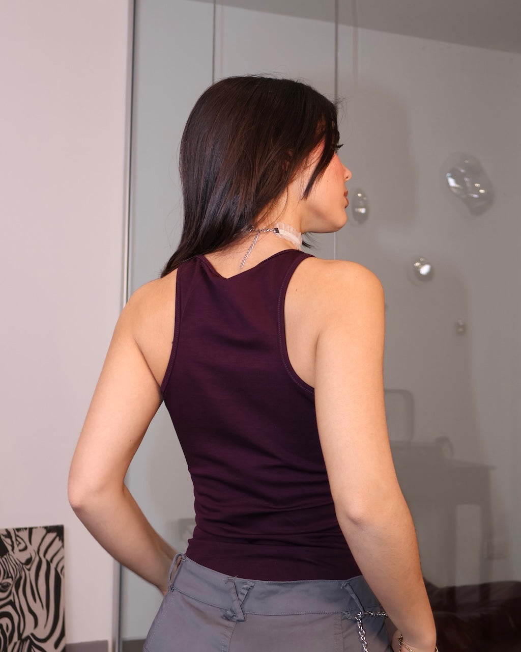 MAGLIA CON BRETELLINE TRASPARENTI