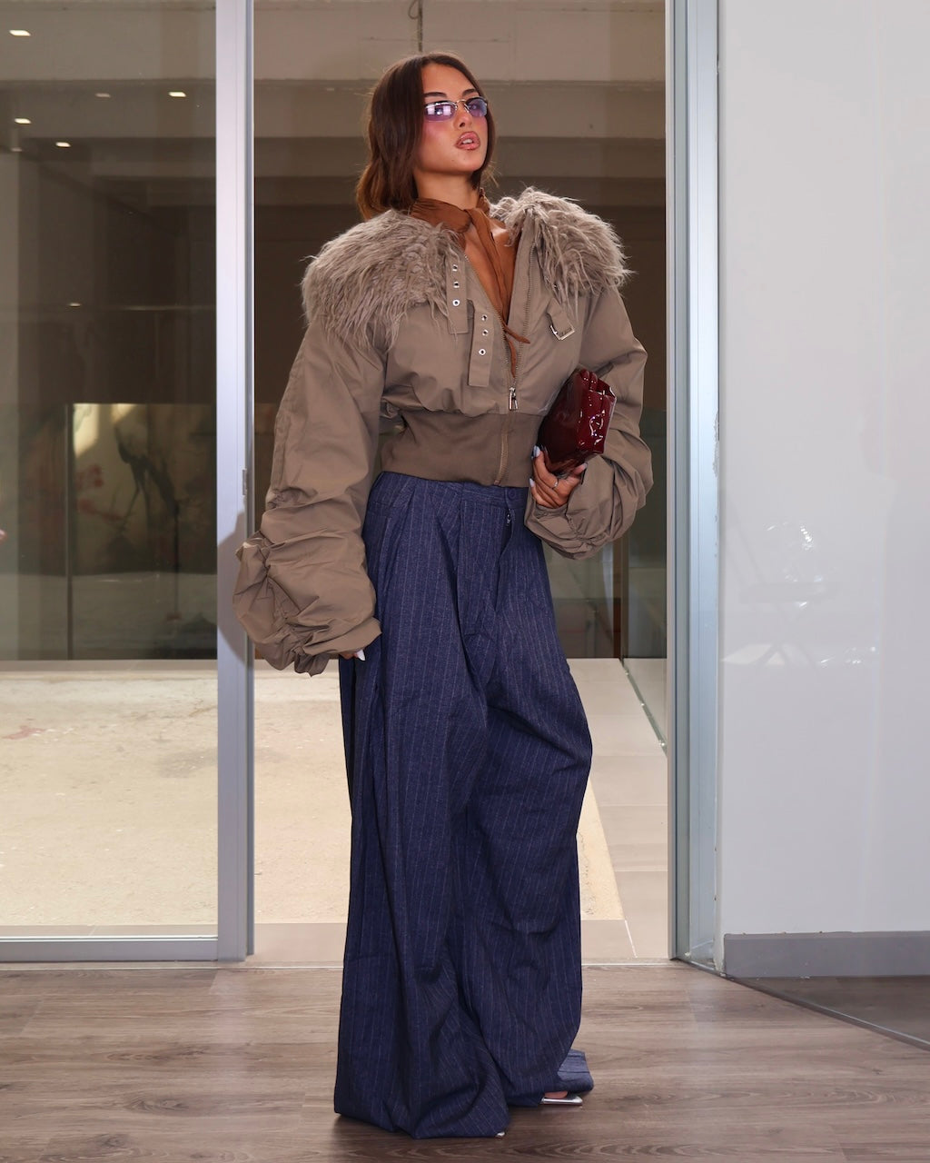 PANTALONE DENIM GESSATO BLU