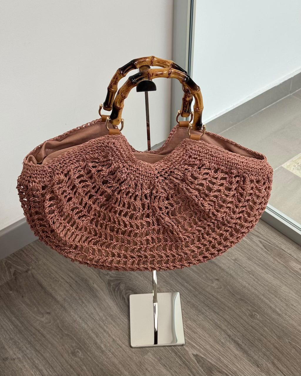 BROWN KNITTED BAG