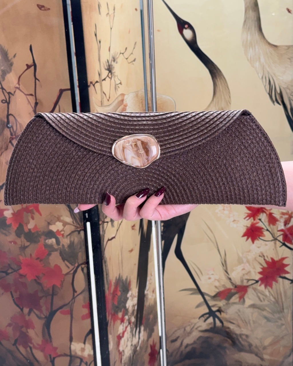 BEIGE PEARL CLUTCH BAG