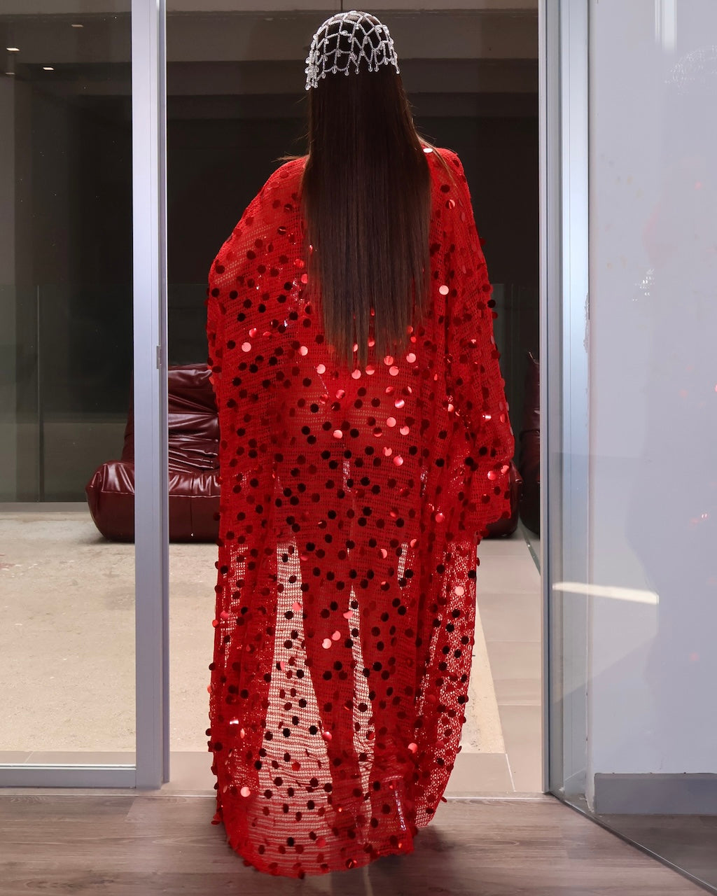KIMONO PAILLETTES ROSSO