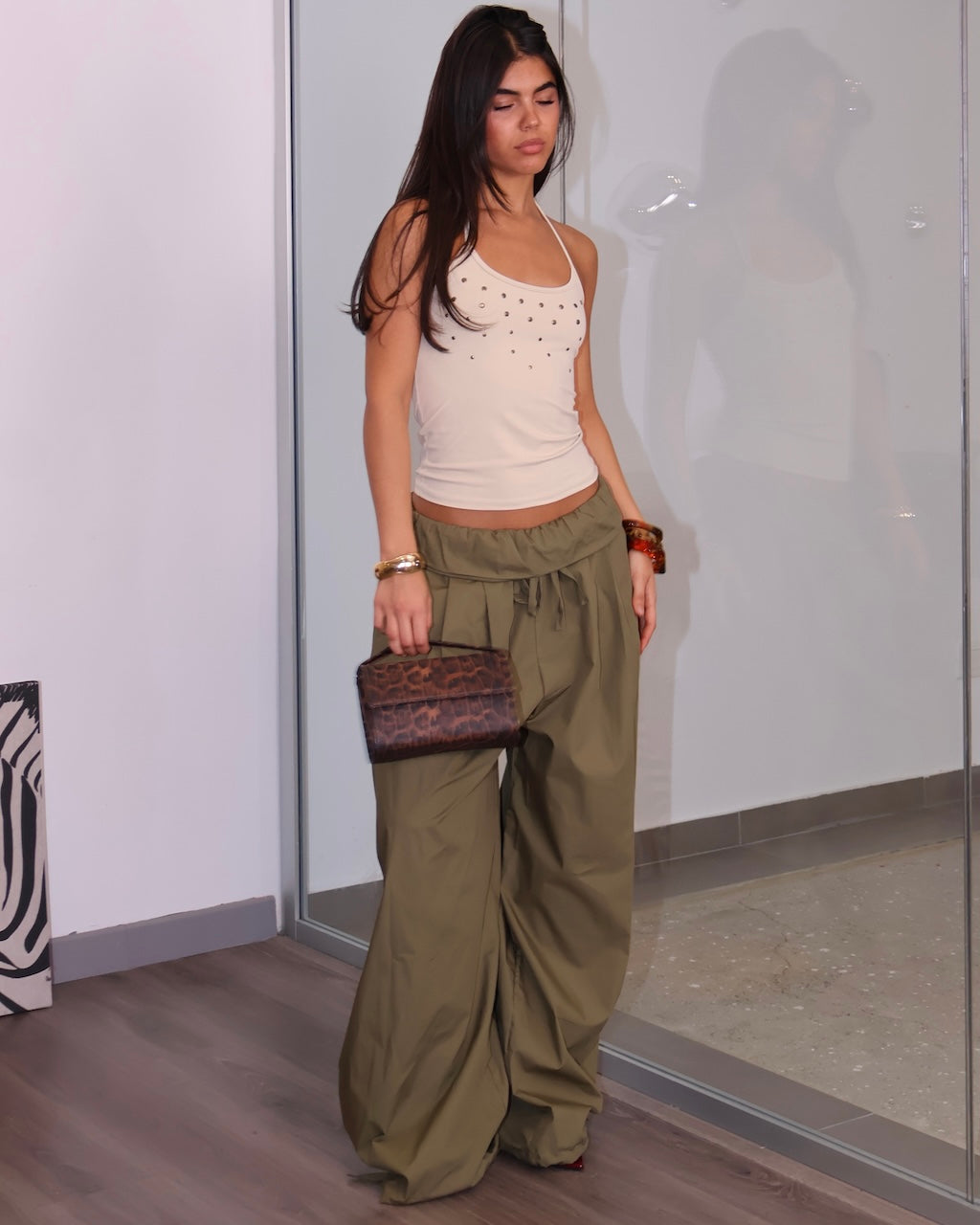TOP HALTER BORCHIE BEIGE
